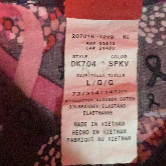 Pink Ribbon Print Scrub Top - Picture 3 of 3